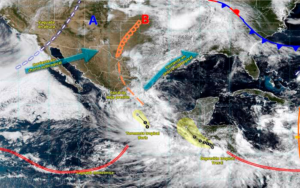 SMN alerta por lluvias torrenciales, vientos intensos y riesgo de inundaciones en gran parte de México
